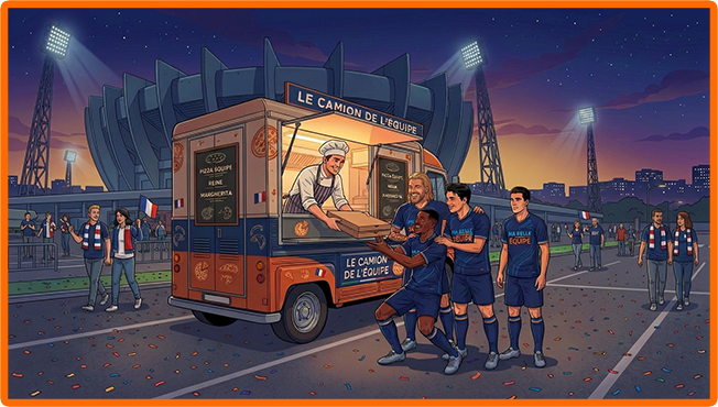 Illustration d'un sponsor local (camion de restauration) associé à l'équipe Ma Belle Équipe